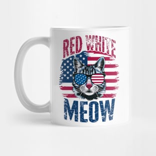 Red White And meow USA Mug